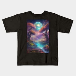 Moon Between Trees Kids T-Shirt